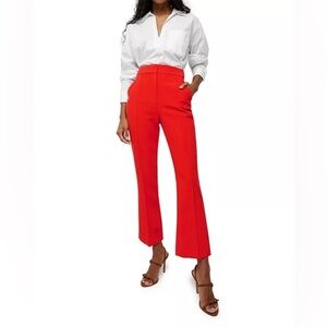 Veronica Beard Tani Straight Cropped Pintuck Pants in Flame